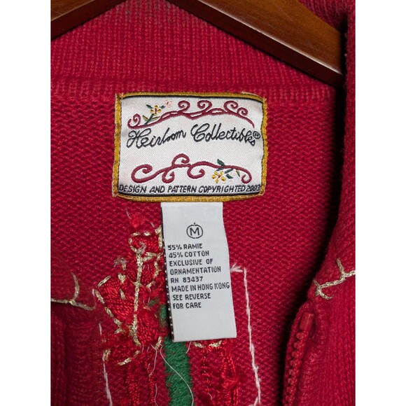 Teddy Bear Christmas Cardigan Vintage Embroidered Sweater Size Medium - Picture 4 of 10